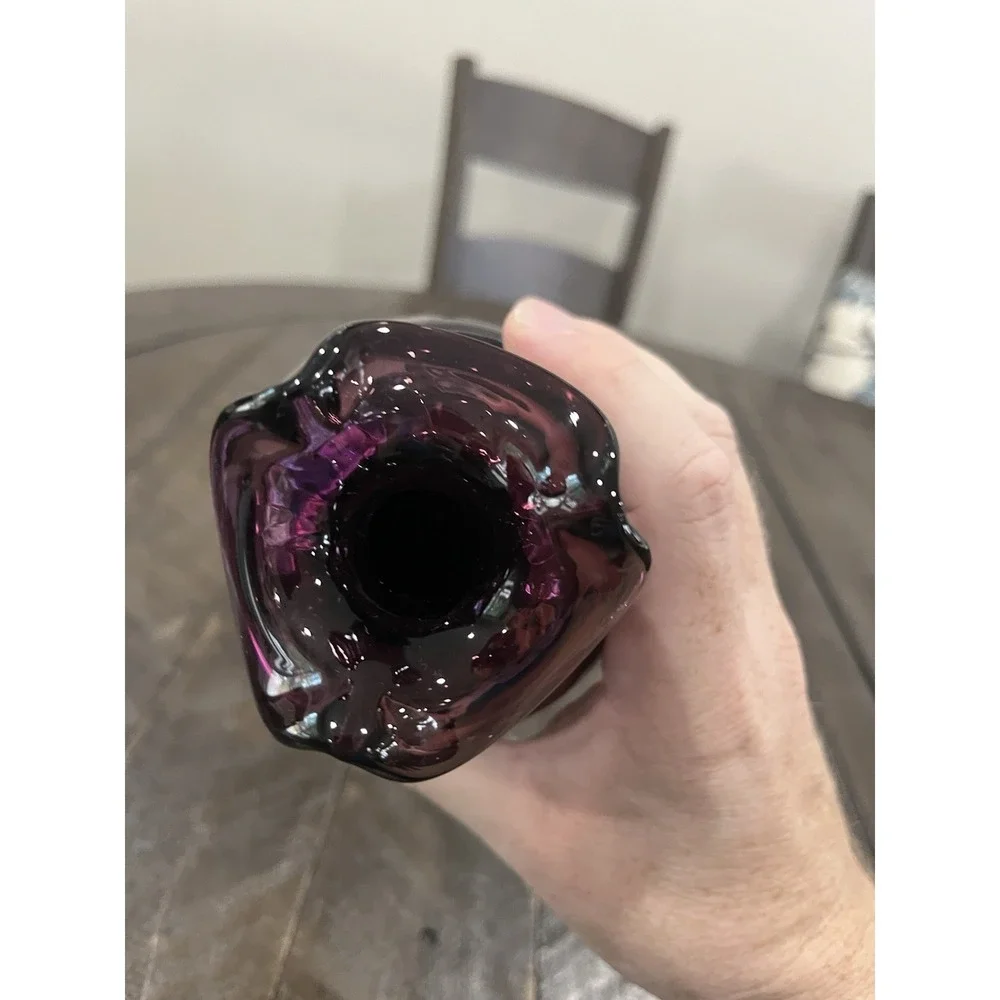 Fenton‎ Glass Aubergine Amethyst Iridescent Diamond Optic Vase Purple